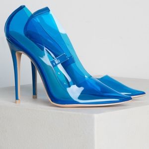 AZALEA WANG SMOKE SHOW PVC POINTED TOE SEXY PUMPS